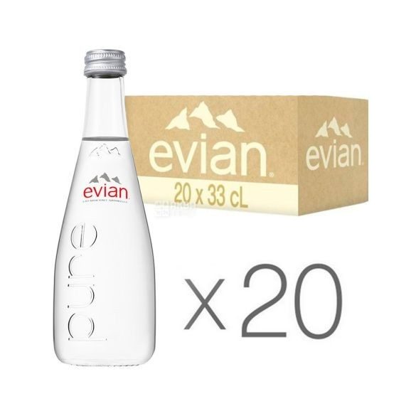 Evian mineral water 0,33 still in glass bottle