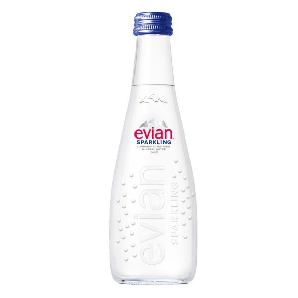 Evian mineral water 0,33 sparkling in glass bottle