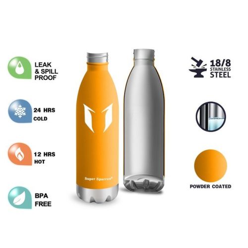 Super Sparrow Hot or Cold stainless steel water bottle 350ml metal vacuum flask BPA Free 
