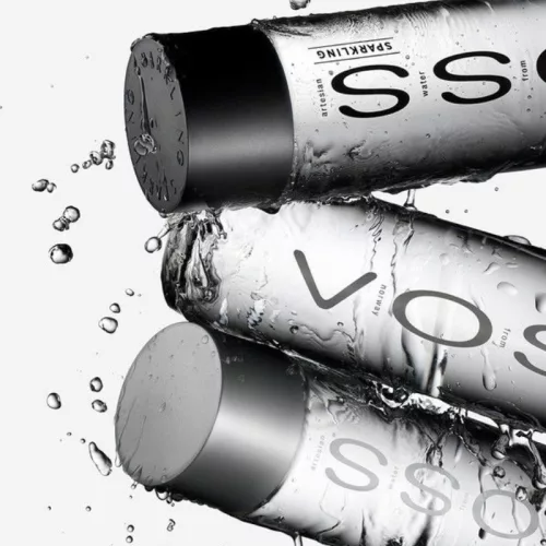 Voss mineral water 0.8l sparkling in glass